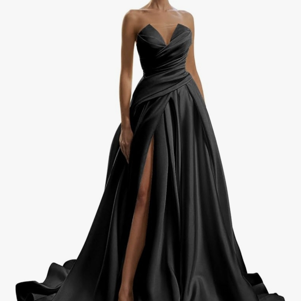 Sophisticated Strapless Black Gown